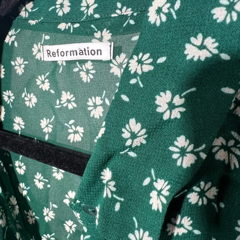 REFORMATION Violet Blouse in Chive Sz X-Small